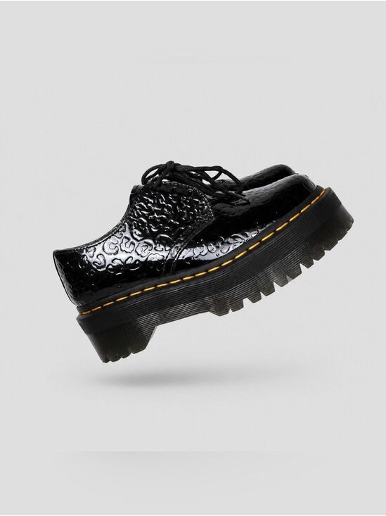Dr. Martens Shoes - Dr Martens 1461 Quad Leopard Emboss Patent Leather Platform Shoes Women's Size 5